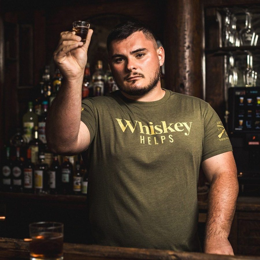 Grunt Style Whiskey Helps™ T-Shirt - Military Green T-Shirt