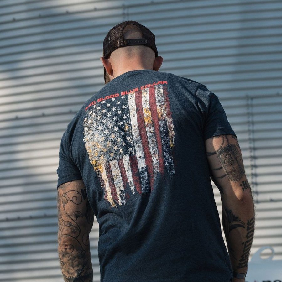 Grunt Style Red Blood Blue Collar® T-Shirt - Midnight Navy T-Shirt