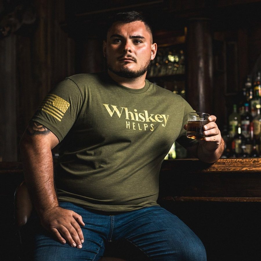 Grunt Style Whiskey Helps™ T-Shirt - Military Green T-Shirt