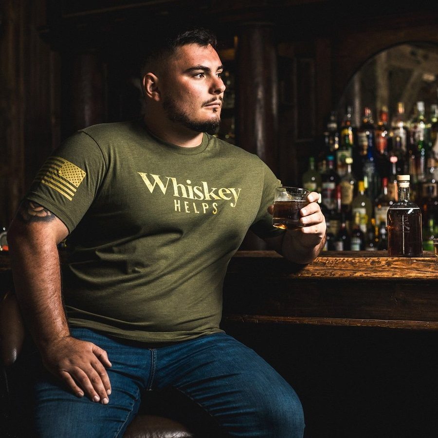 Grunt Style Whiskey Helps™ T-Shirt - Military Green T-Shirt