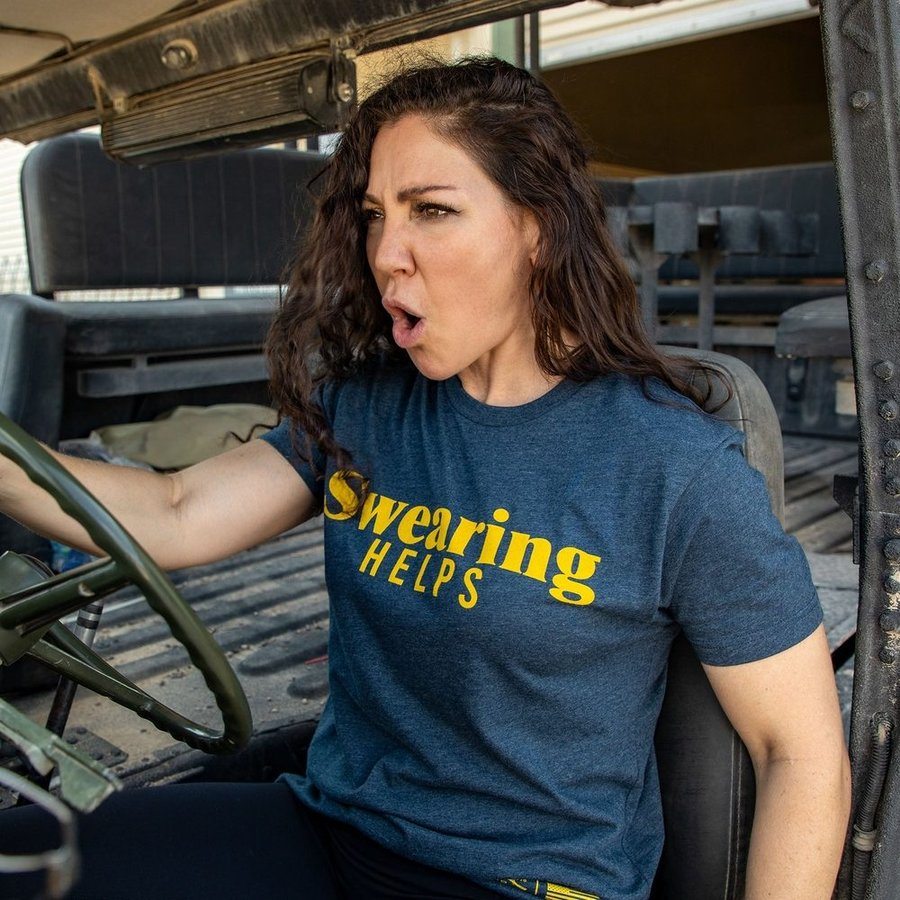 Grunt Style Women's Swearing Helps Boyfriend Fit T-Shirt - Midnight Navy T-Shirt