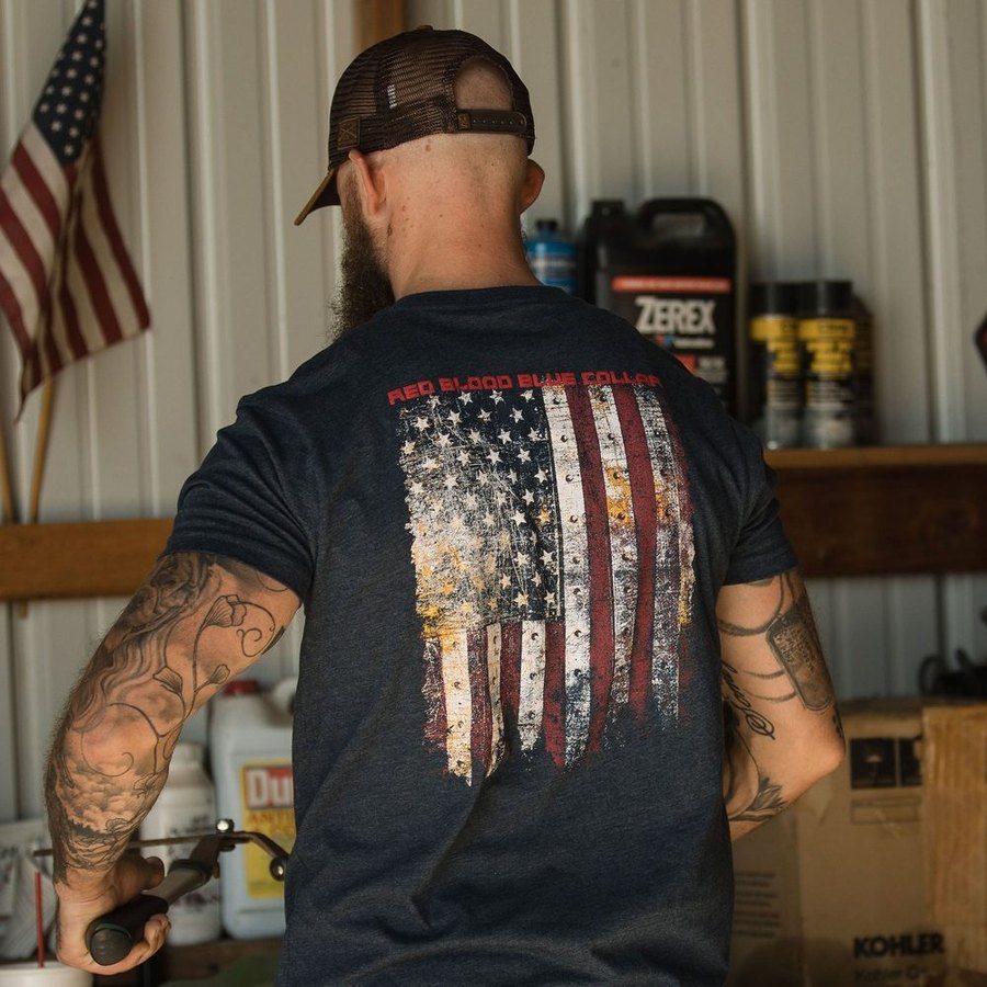 Grunt Style Red Blood Blue Collar® T-Shirt - Midnight Navy T-Shirt