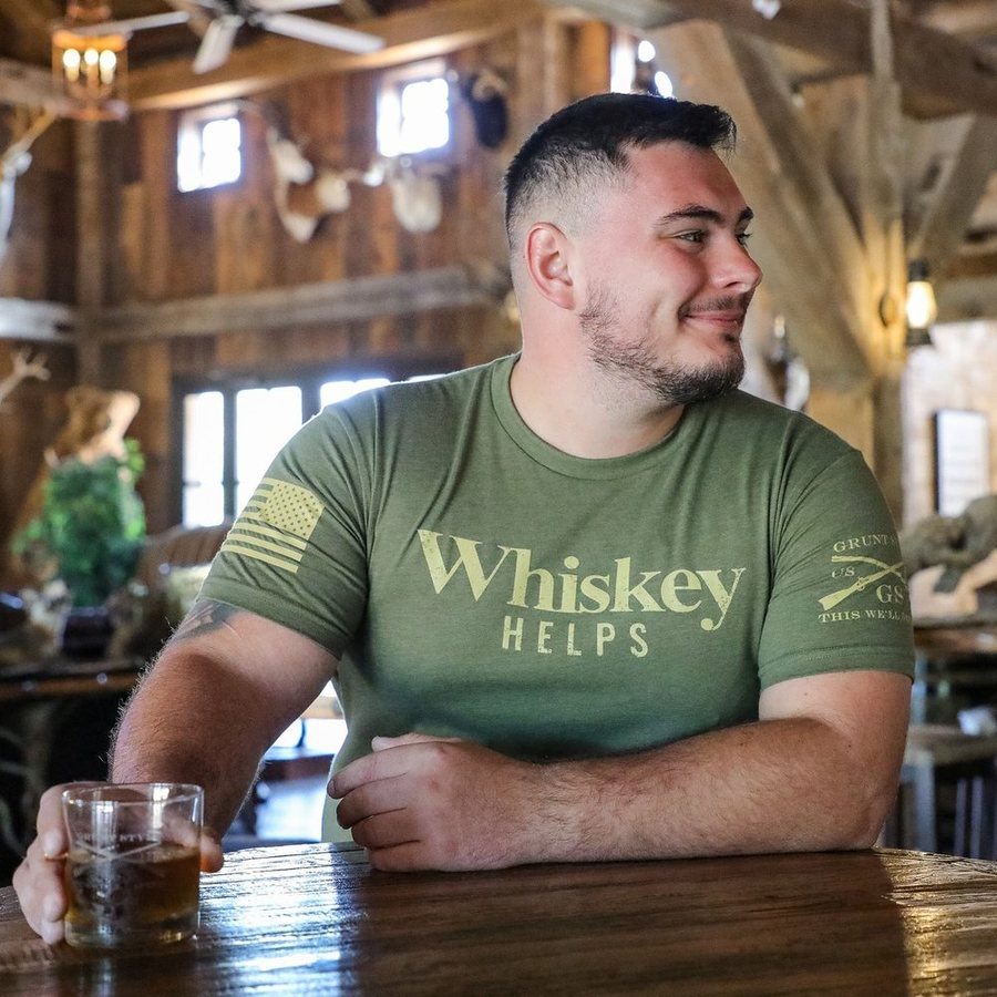 Grunt Style Whiskey Helps™ T-Shirt - Military Green T-Shirt