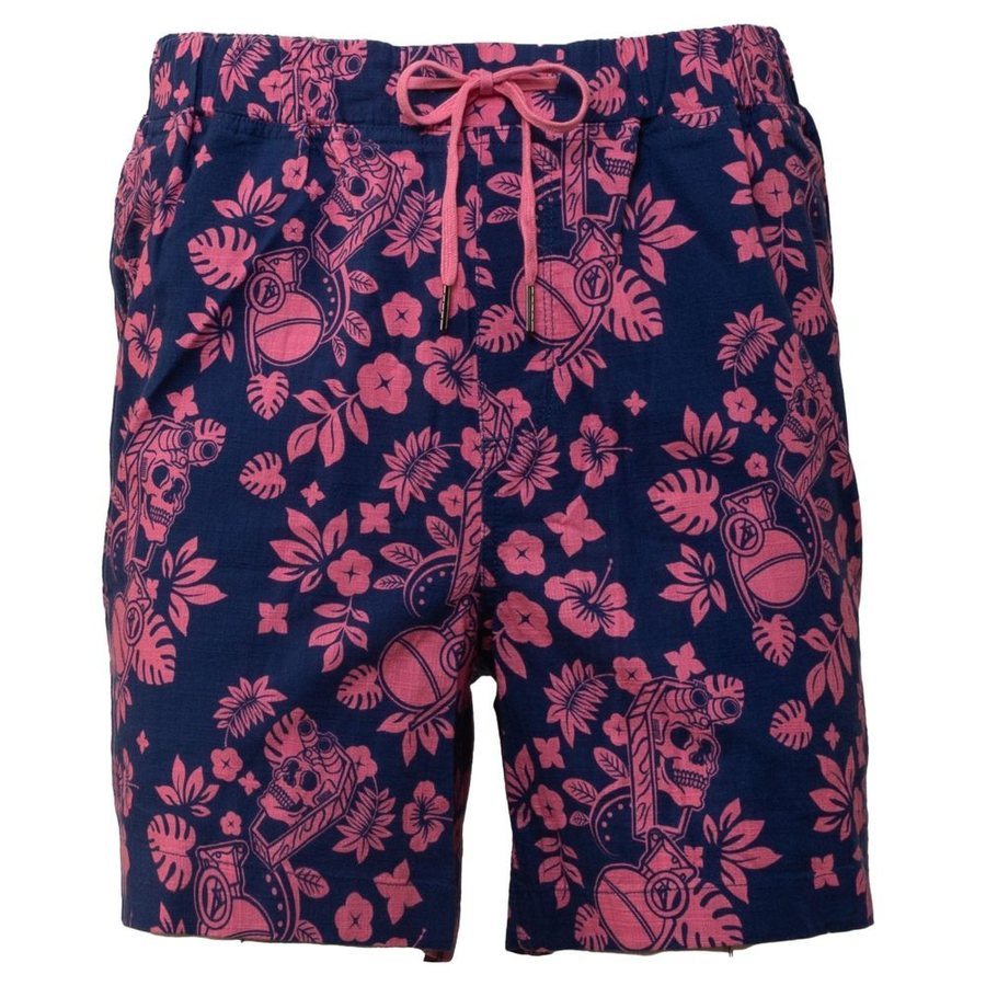 Getaway Casual Shorts - Tropical Death - Navy/Pink