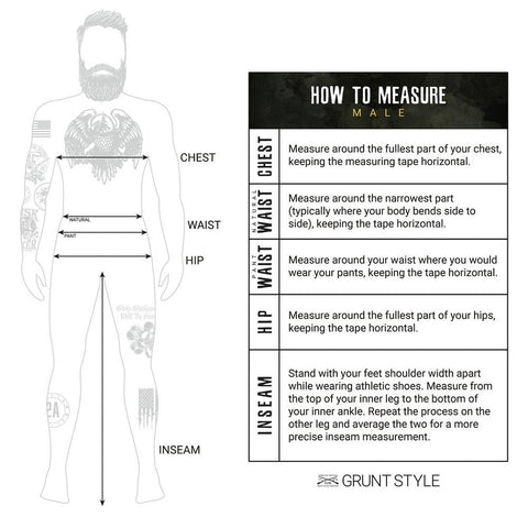 how to measure for men's size chart