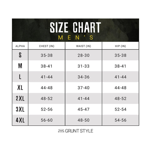 size chart for men's products